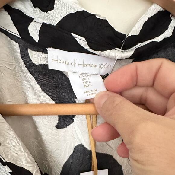 House Harlow 1960 Women’s Black and White Cropped Long Sleeve Blouse size L Nwt - Picture 7 of 8